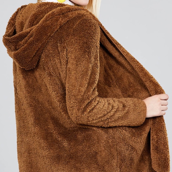 NEW Camel Brown Fluffy Jacket - Picture 3 of 3